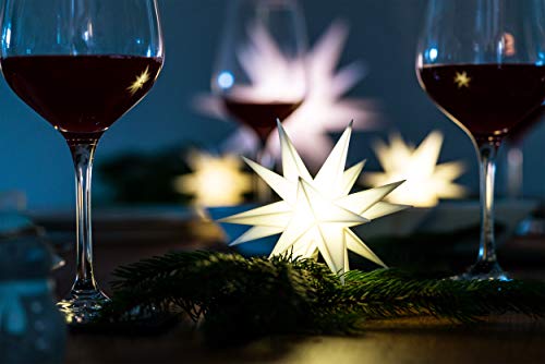 Novaliv Weihnachtsstern LED Dekostern Klein 12cm Weiss mit Batteriefach für 3 AA Batterien 6h Timerfunktion (1,5m Kabel) Innenraum DEKO 3D Stern 18 Zackig Leuchtstern Sternenlichterkette Weihnachten von Novaliv