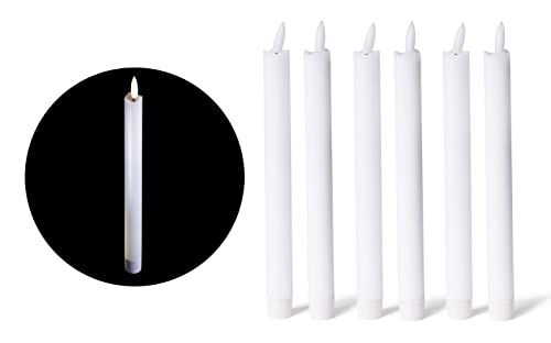 Weiße LED Stabkerze mit Timerfunktion 6er Set - Stabkerze LED bewegliche Flamme Timer - 22cm Höhe für 2,2cm Durchmesser / 1x AA Batterie notwendig - LED Stabkerzen Echtwachs Weiße LED Stabkerze mit Timerfunktion 6er Set - Stabkerze LED bewegliche Flamme Timer - 22cm Höhe für 2,2cm Durchmesser / 1x AA Batterie notwendig - LED Stabkerzen Echtwachs von Novaliv