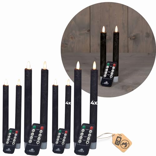 Sparset Stabkerzen LED mit Timer Klein+Groß SCHWARZ 8 Stück indoor - 6 Stunden - ECHTWACHS 18cm+23cm Höhe für Kerzen 2,2cm Durchmesser 2 AAA Batterien notwendig LED Stabkerzen flackernde Flamme Sparset Stabkerzen LED mit Timer Klein+Groß SCHWARZ 8 Stück indoor - 6 Stunden - ECHTWACHS 18cm+23cm Höhe für Kerzen 2,2cm Durchmesser 2 AAA Batterien notwendig LED Stabkerzen flackernde Flamme von Novaliv