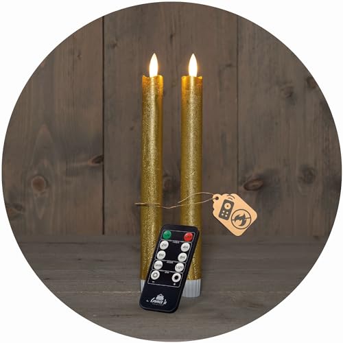 Stabkerzen LED mit Timer GOLD 2er indoor mit Timer Funktion 6 Stunden ECHTWACHS 18cm Höhe für Kerzen 2,2cm Durchmesser 2 AAA Batterien notwendig LED Stabkerzen flackernde Flamme bewegliche Flamme Stabkerzen LED mit Timer GOLD 2er indoor mit Timer Funktion 6 Stunden ECHTWACHS 18cm Höhe für Kerzen 2,2cm Durchmesser 2 AAA Batterien notwendig LED Stabkerzen flackernde Flamme bewegliche Flamme von Novaliv