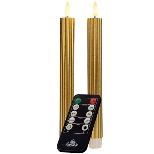 Stabkerzen LED mit Timer GOLD 2er indoor mit Timer Funktion 6 Stunden ECHTWACHS gerippt 23cm Höhe für Kerzen 2,2cm Durchmesser 2 AAA Batterien notwendig LED Stabkerzen flackernde Flamme bewegliche Stabkerzen LED mit Timer GOLD 2er indoor mit Timer Funktion 6 Stunden ECHTWACHS gerippt 23cm Höhe für Kerzen 2,2cm Durchmesser 2 AAA Batterien notwendig LED Stabkerzen flackernde Flamme bewegliche von Novaliv