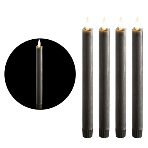 Stabkerzen LED mit Timer GRAU 4 Stück GRAU indoor - 6 Stunden - ECHTWACHS 23cm Höhe für Kerzen 2,2cm Durchmesser 2 AAA Batterien notwendig LED Stabkerzen flackernde Flamme bewegliche Flamme Licht Stabkerzen LED mit Timer GRAU 4 Stück GRAU indoor - 6 Stunden - ECHTWACHS 23cm Höhe für Kerzen 2,2cm Durchmesser 2 AAA Batterien notwendig LED Stabkerzen flackernde Flamme bewegliche Flamme Licht von Novaliv