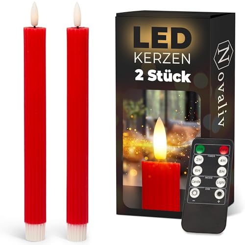 Stabkerzen LED mit Timer ROT 2er indoor mit 6 Stunden Timer - ECHTWACHS gerippt 23cm Höhe für Kerzen 2,2cm Durchmesser 2 AAA Batterien notwendig LED Stabkerzen flackernde Flamme bewegliche Flamme Stabkerzen LED mit Timer ROT 2er indoor mit 6 Stunden Timer - ECHTWACHS gerippt 23cm Höhe für Kerzen 2,2cm Durchmesser 2 AAA Batterien notwendig LED Stabkerzen flackernde Flamme bewegliche Flamme von Novaliv