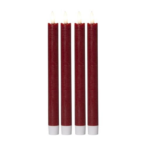 Stabkerzen LED mit Timer Rot 4 Stück Rot indoor - 6 Stunden - ECHTWACHS 24cm Höhe für Kerzen 2,2cm Durchmesser 2 AAA Batterien notwendig LED Stabkerzen flackernde Flamme bewegliche Flamme Licht Stabkerzen LED mit Timer Rot 4 Stück Rot indoor - 6 Stunden - ECHTWACHS 24cm Höhe für Kerzen 2,2cm Durchmesser 2 AAA Batterien notwendig LED Stabkerzen flackernde Flamme bewegliche Flamme Licht von Novaliv