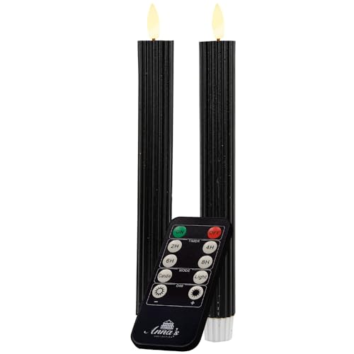 Stabkerzen LED mit Timer SCHWARZ 2er indoor mit Timer Funktion 6 Stunden ECHTWACHS gerippt 23cm Höhe für Kerzen 2,2cm Durchmesser 2 AAA Batterien notwendig LED Stabkerzen flackernde Flamme bewegliche Stabkerzen LED mit Timer SCHWARZ 2er indoor mit Timer Funktion 6 Stunden ECHTWACHS gerippt 23cm Höhe für Kerzen 2,2cm Durchmesser 2 AAA Batterien notwendig LED Stabkerzen flackernde Flamme bewegliche von Novaliv