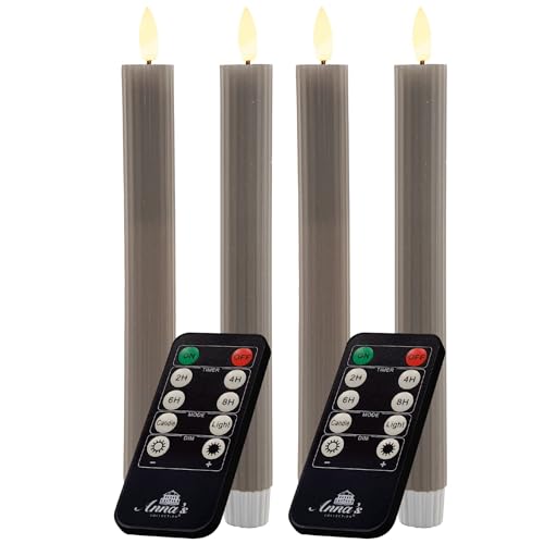 Stabkerzen LED mit Timer TAUPE GRAU 4 Stück indoor 6 Stunden - ECHTWACHS gerippt 23cm Höhe für Kerzen 2,2cm Durchmesser 2 AAA Batterien notwendig LED Stabkerzen flackernde Flamme bewegliche Flamme Stabkerzen LED mit Timer TAUPE GRAU 4 Stück indoor 6 Stunden - ECHTWACHS gerippt 23cm Höhe für Kerzen 2,2cm Durchmesser 2 AAA Batterien notwendig LED Stabkerzen flackernde Flamme bewegliche Flamme von Novaliv