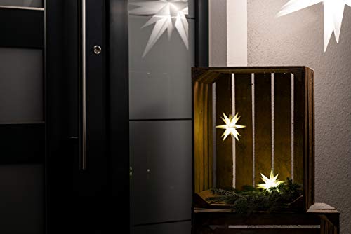 Novaliv Weihnachtsstern LED Dekostern Klein 12cm WEISS mit Batteriefach für 3 AA Batterien 6h Timerfunktion 1,5m Kabel für Innen & Aussen 3D Stern 18 Zackig Leuchtstern beleuchtet von Novaliv