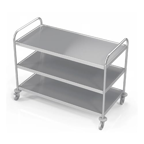 Novameta Service Trolley with 2 Shelves, Welded Stainless Steel (800x600x931 mm | 3 Shelves) von Novameta