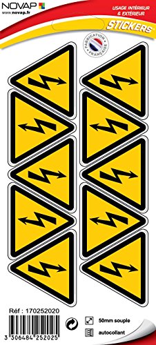 Novap - Piktogramm - Elektrische Gefahr - Platte 10 Piktogramme Klebe-Dreieck 50 mm von NOVAP