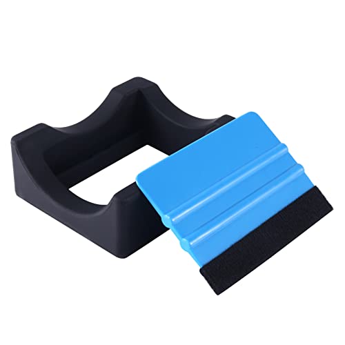 Novara Kleiner Becherhalter Aus Silikon in Schwarz und Blau, Silikagel-Becherhalter zum Basteln, Becherhalter mit Integriertem Schlitz und Abzieher mit Filzkante von Novara