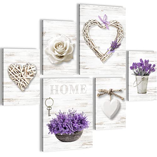 Novart Bilder Set - AUFHÄNGFERTIG - KEIN EXTRA RAHMEN BENÖTIGT - Home Provence Modern Lavendel Viollet - Wohnzimmer Schlafzimmer N003063a von Novart