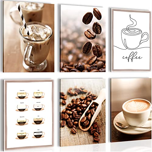 Novart Set Wandbilder - KEIN EXTRA RAMEN BENÖTIGT - Esszimmer Küchenbilder - Bilder Modern Kaffee Küche - Coffee - N004365a von Novart