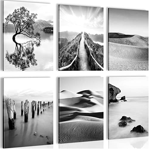 Novart Wandbilder - KEIN EXTRA RAHMEN BENÖTIGT - Wohnzimmer Schlafzimmer - Bilder Modern Landschaft Sand Natur - Schwarz Weiss - N007465a von Novart