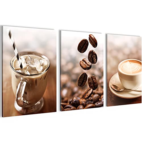 Novart AUFHÄNGFERTIG - Wandbilder Set XXL Kaffee Küche Esszimmer - Küchenbilder N004336a, 120 x 60 cm von Novart