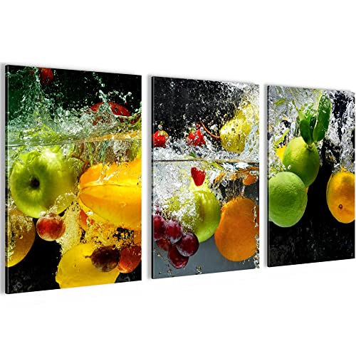 Novart AUFHÄNGFERTIG - Wandbilder Set XXL Küche Esszimmer Obst - Küchenbilder N000536a, 90 x 40 cm von Novart