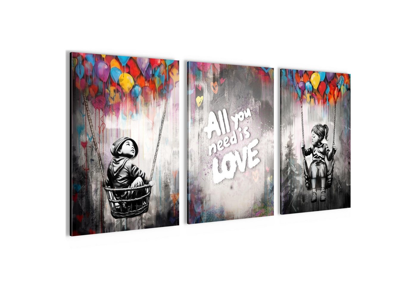 Novart Bild Wandbilder Set Banksy Style Collage - 3 Bilder Wohnzimmer Streetart, Collage, made in Germany Novart Bild Wandbilder Set Banksy Style Collage - 3 Bilder Wohnzimmer Streetart, Collage, made in Germany von Novart