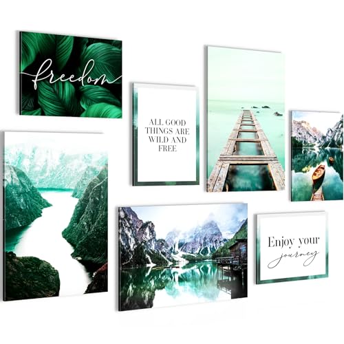 Novart Wandbilder Berge und See - KOMPLETT AUFHÄNGFERTIG - Natur Türkis Wohnzimmer Schlafzimmer - 7 Moderne Mood-Bilder - N020872a Novart Wandbilder Berge und See - KOMPLETT AUFHÄNGFERTIG - Natur Türkis Wohnzimmer Schlafzimmer - 7 Moderne Mood-Bilder - N020872a von Novart