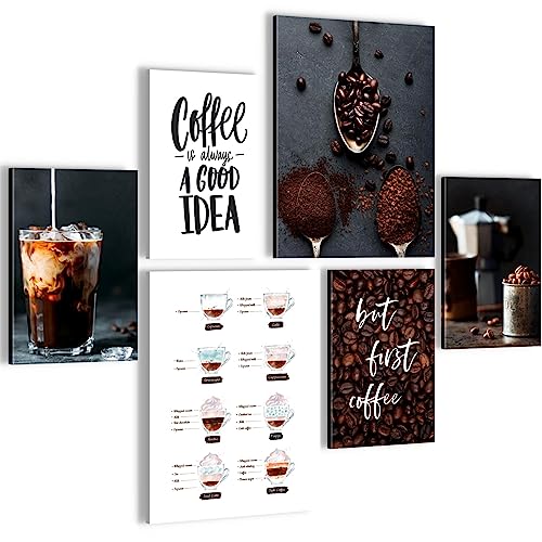 Novart Bilder Set - AUFHÄNGFERTIG - KEIN EXTRA RAHMEN BENÖTIGT - Kaffee Coffee Modern Küche - Esszimmer Küchenbilder N027663a von Novart