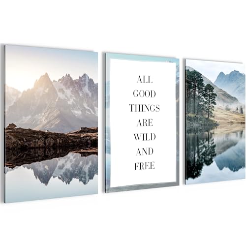 Novart Bilder Set See Berge - Kein Extra Rahmen benötigt - Wandbilder für Wohnzimmer Schlafzimmer - 3 Teilig Deko Natur - N003636a Novart Bilder Set See Berge - Kein Extra Rahmen benötigt - Wandbilder für Wohnzimmer Schlafzimmer - 3 Teilig Deko Natur - N003636a von Novart