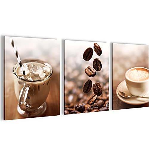 Novart FERTIG ZUM AUFHÄNGEN - Wandbilder Set Kaffee - Küchenbilder XXL N004535a, 90 x 40 cm, N004335a von Novart