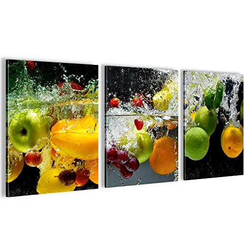 Novart FERTIG ZUM AUFHÄNGEN - Wandbilder Set Küche Obst in Wasser - Küchenbilder XXL N000535a… von Novart