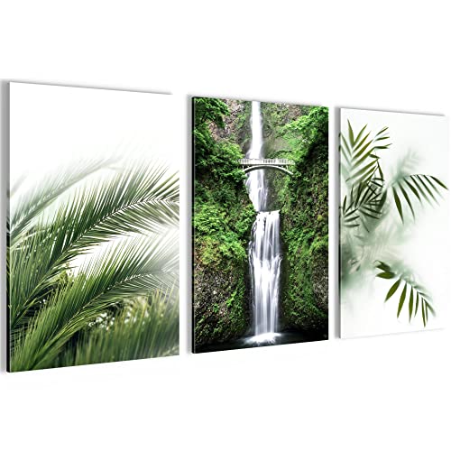 Novart FERTIG ZUM AUFHÄNGEN - Wandbilder Set Natur Landschaft Wasserfall - Wohnzimmer Bild XXL N004136a von Novart