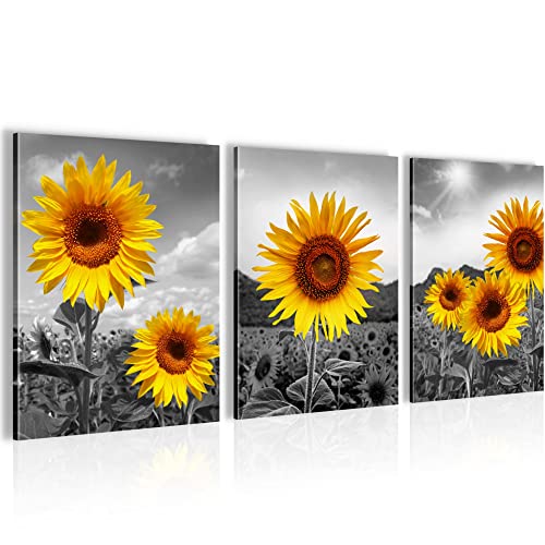 Novart FERTIG ZUM AUFHÄNGEN - Wandbilder Set Sonnenblumen - Blumen Bild XXL Schlafzimmer N008635a von Novart