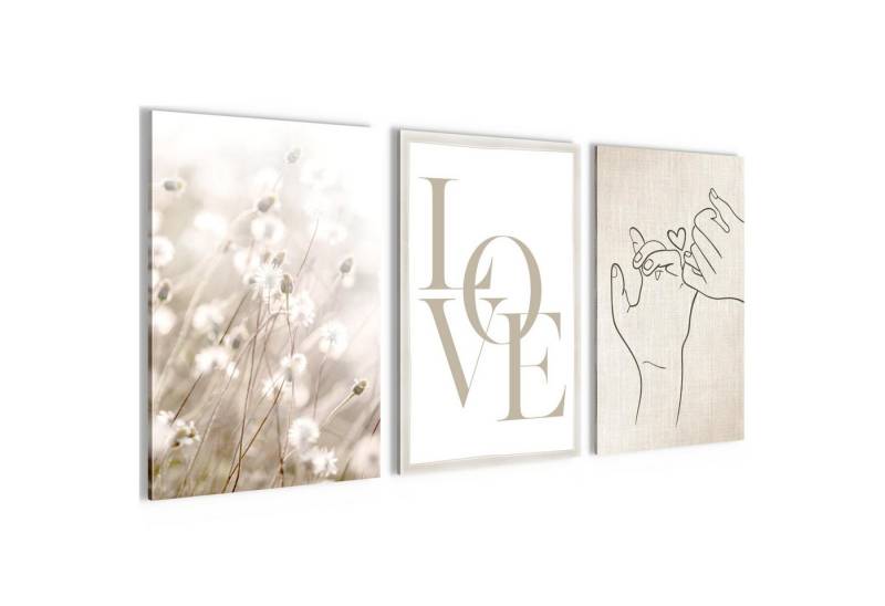 Novart Wandbild 3 Wandbilder Set Natur Wohnzimmer Deko Landschaft Berge Boho, Love Groß von Novart