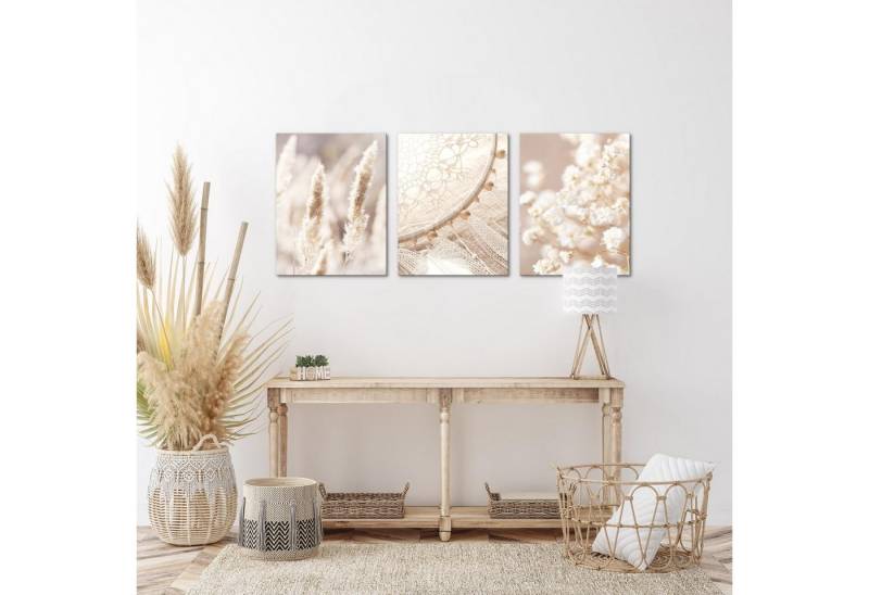 Novart Wandbild 3 Wandbilder Set Natur Wohnzimmer Deko Landschaft Berge Boho, Boho von Novart