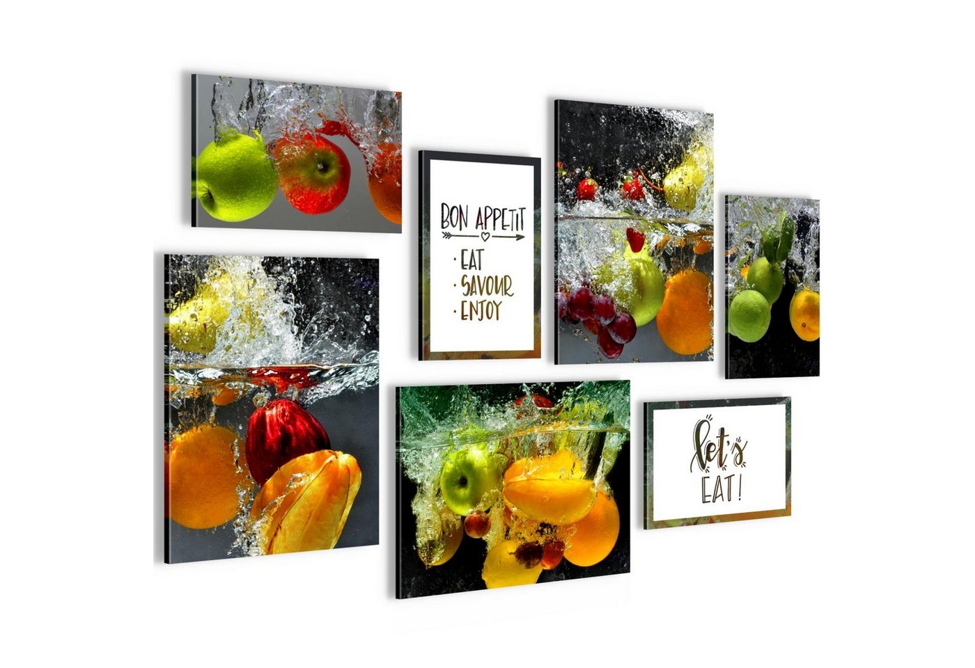 Novart Wandbild Wandbilder Küche Kaffee - AUFHÄNGFERTIG - Küchenbilder Obst 100x70 cm, Obst von Novart