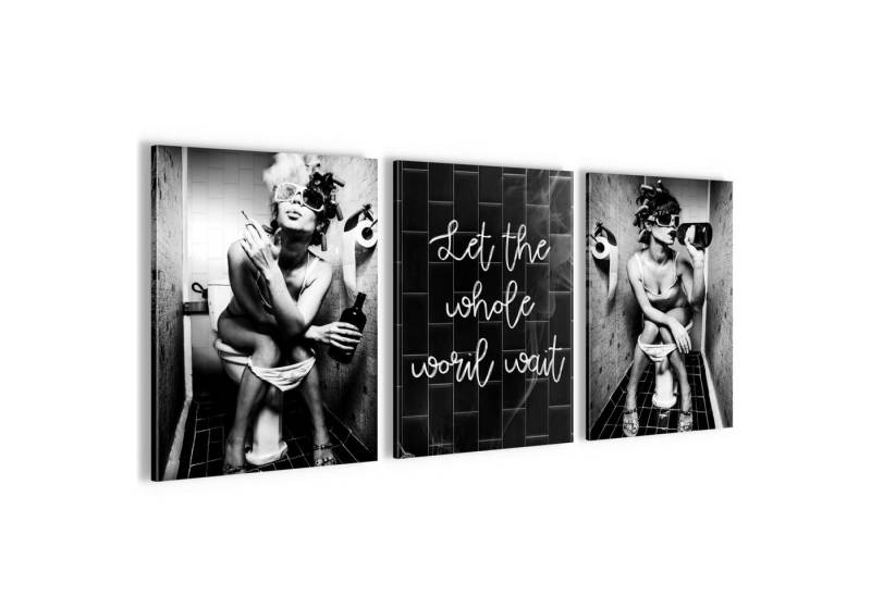 Novart Wandbild Wandbilder Set Frau im Badezimmer Lustige Toiletten Bilder von Novart
