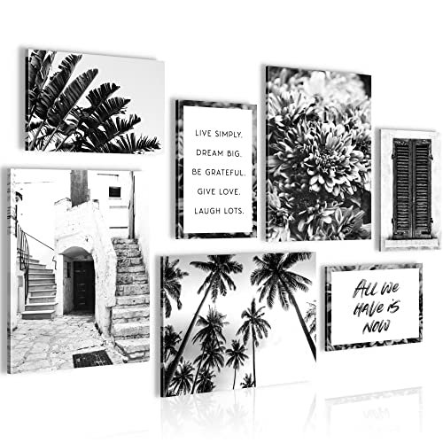 Novart Wandbilder Altstadt Zitate - KOMPLETT AUFHÄNGFERTIG - Schwarz Weiss Wohnzimmer Schlafzimmer - 7 Moderne Mood-Bilder - N015071a von Novart