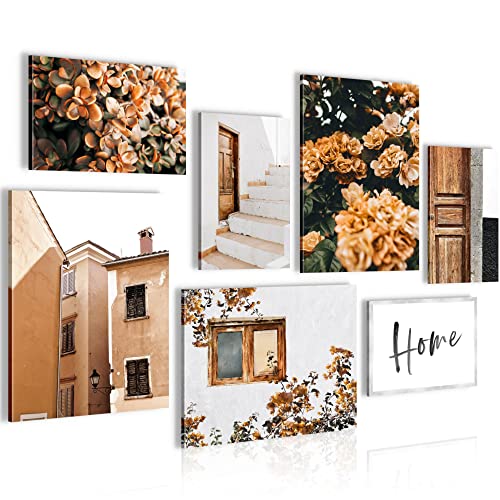 Novart Wandbilder Home Blumen - KOMPLETT AUFHÄNGFERTIG - Orange Wohnzimmer Schlafzimmer Flur - 7 Moderne Mood-Bilder - N010171a von Novart