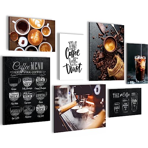 Novart Wandbilder Kaffee Coffee - KOMPLETT AUFHÄNGFERTIG - Küche Esszimmer Küchenbilder - 7 Moderne Mood-Bilder - N027771a von Novart
