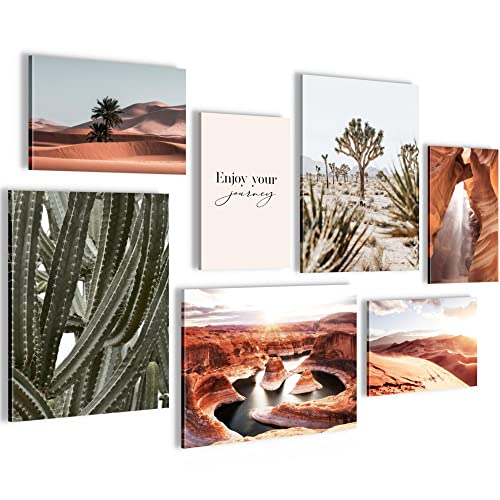 Novart Wandbilder Landschaft Wüste - KOMPLETT AUFHÄNGFERTIG - Natur Wohnzimmer Schlafzimmer - 7 Moderne Mood-Bilder - N024671a von Novart