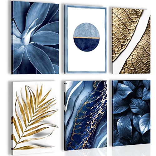 Novart Wandbilder Set Abstrakt Blumen Blätter - KOMPLETT AUFHÄNGFERTIG - Made in Germany - Moderne Bilder Wohnzimmer Schlafzimmer - N007064a von Novart