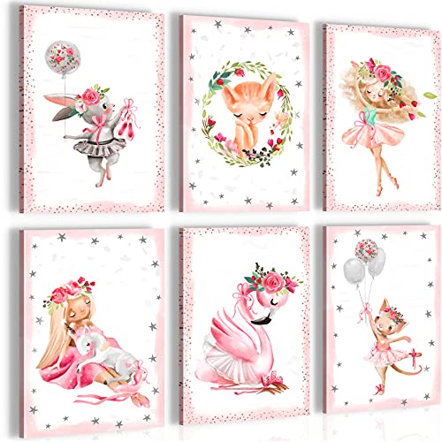 Novart Wandbilder Set Ballerina - KOMPLETT AUFHÄNGFERTIG - Made in Germany - Moderne Bilder Kinderzimmer Mädchen - N021064a von Novart