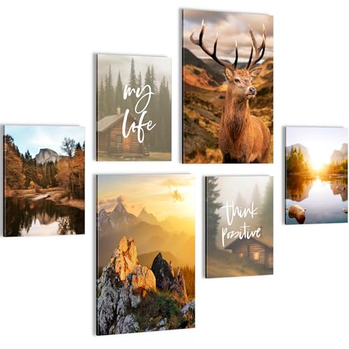 Novart Wandbilder Set Landschaft Berge Natur Orange Braun - KEIN EXTRA RAHMEN BENÖTIGT - Modern Deko - Wohnzimmer Schlafzimmer Flur N033067a Novart Wandbilder Set Landschaft Berge Natur Orange Braun - KEIN EXTRA RAHMEN BENÖTIGT - Modern Deko - Wohnzimmer Schlafzimmer Flur N033067a von Novart