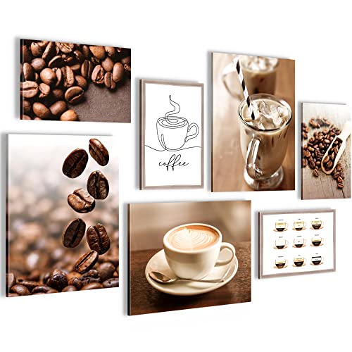 Novart Wandbilder Kaffee Küche - KOMPLETT AUFHÄNGFERTIG - Coffee Esszimmer Küchenbilder- 7 Moderne Mood-Bilder - N004371a von Novart