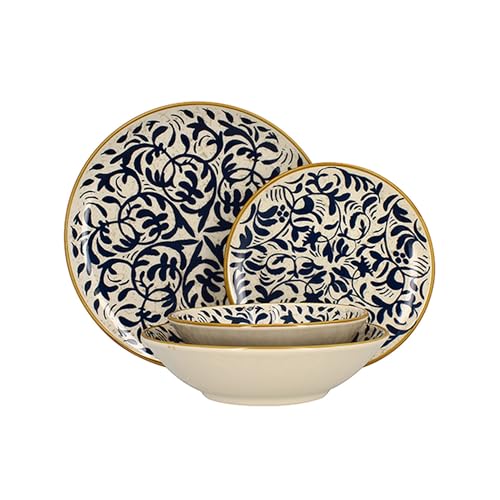 NOVASTYL - 48 Teller Heracleée Grün aus blauem Steinzeug - 2614904 von Novastyl