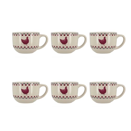 NOVASTYL Gallina 2414203 Jumbo-Set, 45 cl, Steinzeug, Grau und Rot, 6 Stück von Novastyl