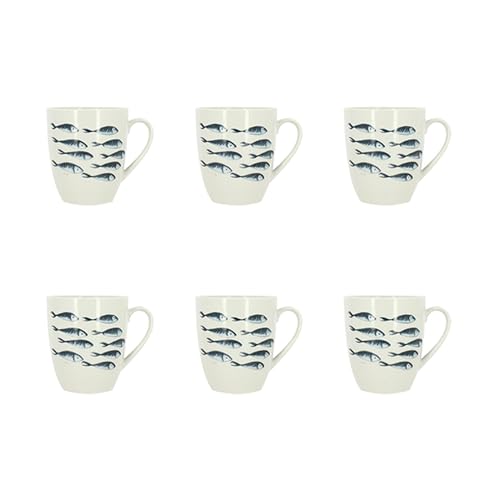 NOVASTYL - Pescare 2414215 Kaffeebecher, 36 cl, Porzellan, Weiß, 6 Stück von Novastyl