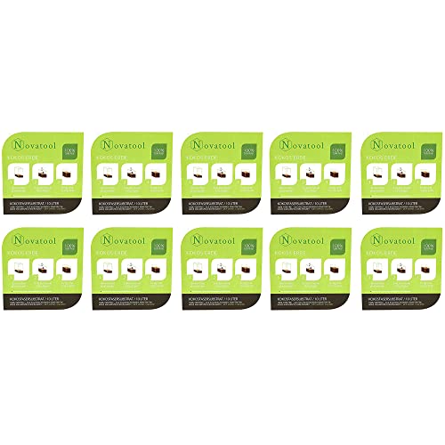 10x Novatool Kokosziegel Humusziegel Kokoserde mit Beutel Blumenerde Zimmerpflanzen | 100 Liter | 750g 19x18x5cm Gartenerde Kokosziegel fein Quelltabletten Kokos Steu und Substrate Kokosblumenerde von Novatool