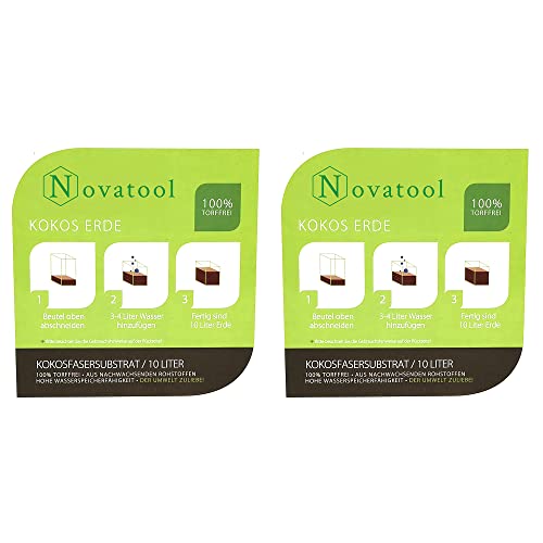 2X Kokoserde mit Beutel für Zimmerpflanzen | 20 Liter | 750g 19x18x5cm | Kokosfasern Kokossubstrat Kokoserde Anzuchterde Humusziegel Blumenerde Bio | Gartenerde Kokosziegel fein Quelltabletten Kokos 2X Kokoserde mit Beutel für Zimmerpflanzen | 20 Liter | 750g 19x18x5cm | Kokosfasern Kokossubstrat Kokoserde Anzuchterde Humusziegel Blumenerde Bio | Gartenerde Kokosziegel fein Quelltabletten Kokos von Novatool