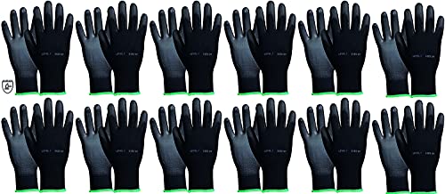 Novatool 12 Paar Gartenhandschuhe Herren I Größe 9 I Polyester I EN388:2016 4131X I Arbeitshandschuhe Montagehandschuhe Schutzhandschuhe Elektrikerhandschuhe beschichtet von Novatool