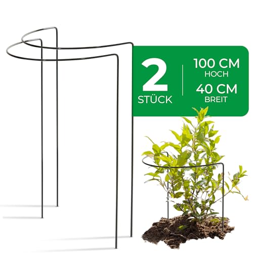 Novatool 2 Strauchstütze 100 cm hoch halbrund 40 cm grün Staudenhalter Blumenhalter Rankengewächs Pflanzenstütze Blumenstütze Staudenstütze Rankhilfe Strauchhalter Rosenstütze von Novatool