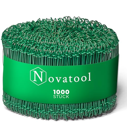 Novatool 2.000 Stück Rödeldraht mit Ösen 1,4 x 120mm Bindedraht Grün ummantelt, rostfreier & langlebiger Drilldraht, Drahtbinder, Ösendraht, Drahtschlaufen, Ideal als Floristendraht und Blumendraht von Novatool