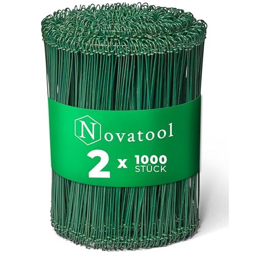 Novatool 2.000 Stück Rödeldraht mit Ösen 1,4 x 200mm Bindedraht Grün ummantelt, rostfreier & langlebiger Drilldraht, Drahtbinder, Ösendraht, Drahtschlinge, Blumendraht, rebdraht floristik, Rödler von Novatool