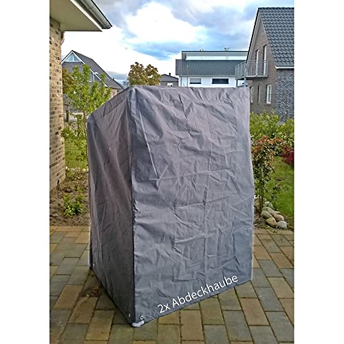 Novatool 2X Abdeckhaube Strandkorb Winterfest I 125x90x165/134 cm I Anthrazit I 420 D I Strandkorbhülle Strandkorb Schutzhülle Gartenmöbel Schutzhaube Abdeckplane wasserdicht Plane von Novatool