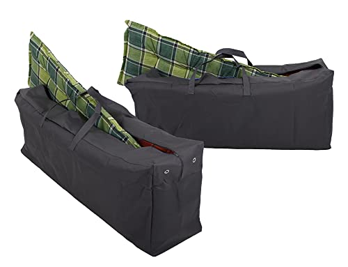 Novatool 2X Aufbewahrung für Polsterauflagen I für jeweils 4 Auflagen I 420 D I Anthrazit I 125x32x50 cm I Polster Tasche Hülle für Gartenpolster Gartenkisse Aufbewahrung Sitzauflagen wasserdicht von Novatool